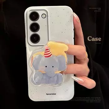 Чехол-держатель для телефона Samsung Galaxy A54 A13 A12 A14 S24 S23 Ultra S22 Plus A53 A23 A21S с рисунком слона, жесткий противоударный чехол для телефона из ПК A53-5G