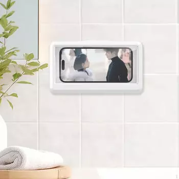 Чехол-держатель для телефона в душе, вращающийся, антизапотевающий, с сенсорным экраном, настенный белый