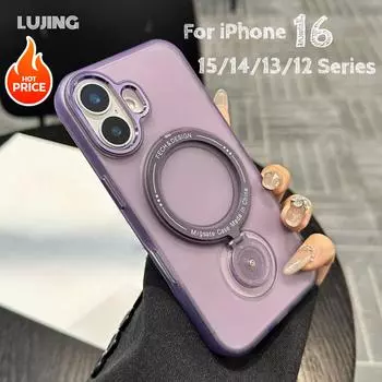 Чехол-держатель Magsafe Ring для iPhone 16, 15, 14, 13, Pro Max Plus, 11, 12, магнитный вращающийся держатель-подставка, противоударный чехол для ПК for iPhone 11 розовый