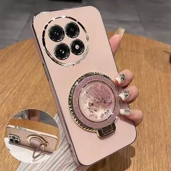 Чехол-держатель Quicksand с гальваническим покрытием для Oneplus 13R 1+13, чехол-подставка из мягкого силикона и ТПУ с карамельным покрытием для Oneplus ACE 5 Pro ACE5 3V oneplus ACE 5 розовый