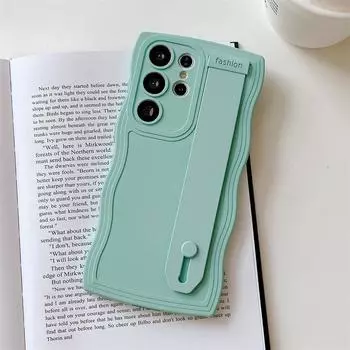 Чехол-держатель ремешка с волнистой волной для Samsung S24 S23 Ultra S22 S21 S23Plus S21 FE A55 A35 A25 A53 A54 A52 A05 A51, мягкий силиконовый чехол For Samsung S24Ultra розы красного