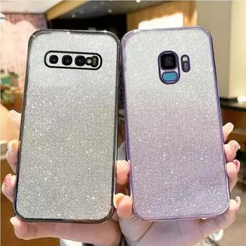 Чехол-держатель с блестками S10 для Samsung Galaxy s10 plus s 10plus S10 Note10 20 Ultra plus Coque Cover s21fe s 20 Fe S23FE S10 синий