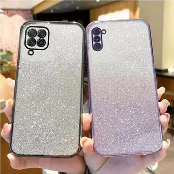 Чехол-держатель с блестящим покрытием A12 22 для Samsung Galaxy M32 4g 5g M22 M12 M02 F12 F22 F42 A12 A22, чехол A02 A03 A04 A05 A12 (4G 5G) синий