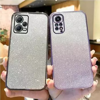 Чехол-держатель с блестящим покрытием Note12 для Xiaomi Redmi Note12 Pro Plus 12pro 5g 12s 4g 12 Turbo Coque, чехол Redmi12 12c Redmi Note 12 4G&Case & Holder синий