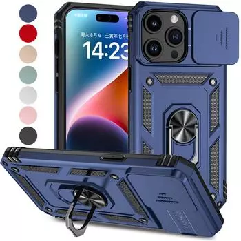 Чехол-держатель с кольцом на палец 2-в-1 с окном для iPhone 15 14 Plus 13 12 11 Pro Max XS Max для Samsung S23 S22 S21 Ultra Plus S23FE A13 A53 A14 A54 iPhone 6/6S чёрный