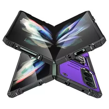 Чехол-держатель с кольцом на палец с защитой от пыли для Samsung Galaxy Z Fold4 5g Fold 4 Zfold4 Жесткий прочный чехол для Samsung Z Fold4 Чехлы for Samsung Z Fold 4 розового золота