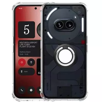 Чехол-держатель с металлическим кольцом for Nothing Phone 2A Phone2 A Четырехугольный мягкий ТПУ Прозрачный противоударный чехол-подставка для подушки безопасности для Nothing Phone 2A Phone2