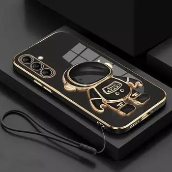 Чехол-держатель с подставкой астронавта для Samsung Galaxy A14 A15 A24 A25 A34 A54 A04S A05 A13 A23 A33 A53 A12 A22 A32 A52, чехол со шнурком A35 белый