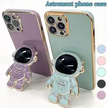 Чехол-держатель с подставкой для космонавта для Samsung S23 S22 S21 S20 Ultra Plus Note20 Ultra A13 A14 A54 для iPhone 15 14 Plus 13 12 11 Pro Max XsMax iPhone 6/6S синий