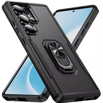 Чехол-держатель с точным вырезом 2 в 1 для Samsung Galaxy S24 Ultra Plus FE 5G for Galaxy S24 FE чёрный