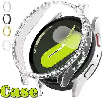 Чехол Diamond для Samsung Galaxy Watch 7 44 мм 40 мм, аксессуары, жесткий поликарбонатный полый всесторонний бампер, чехол для Galaxy Watch 7 для женщин Galaxy watch 7 44mm розовый