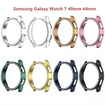 Чехол Diamond PC Hollow для Samsung Galaxy Watch 7 40 мм 44 мм защитный бампер для Samsung Galaxy Watch7 аксессуары Galaxy Watch7 40mm серебряный