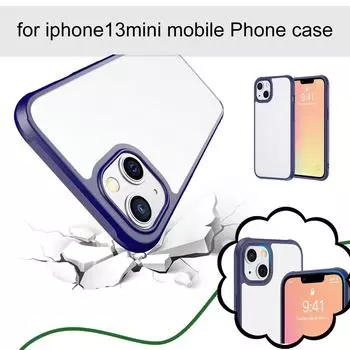 Чехол для 13Mini Case 5.4 дюймов, прозрачный чехол, жесткий задняя панель из ПК с мягким краем из ТПУ, тонкий защитный синий