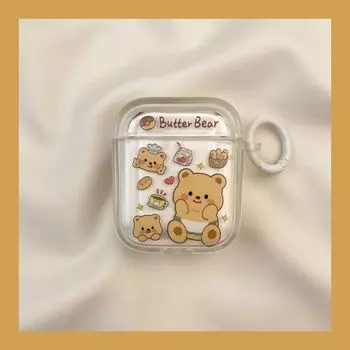 Чехол для Airpod3 для Apple Pro Чехол для наушников Второе поколение Беспроводной Bluetooth 1 Третье поколение Aipods2 Поколение Airpodpro Пятое поколение 5 AirPods Pro2 [Cute cartoon butter Bear] send Hook