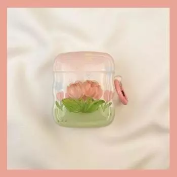 Чехол для Airpod3 для Apple Pro Чехол для наушников Второе поколение Беспроводной Bluetooth 1 Третье поколение Aipods2 Поколение Airpodpro Четвертое поколение AirPods 4 [Pink tulip flower] send Hook