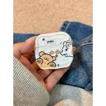 Чехол для Airpod3 для Apple Pro Чехол для наушников Второе поколение Беспроводной Bluetooth Третье поколение Aipods2 Поколение Airpodpro Четвертое поколение 5 AirPods Pro2 Fun Lines Puppy-Single Shell