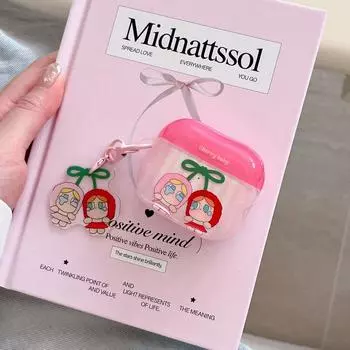 Чехол для Airpods4 Защитный чехол Активное шумоподавление Apple 3 поколение Чехол для Bluetooth-наушников Pro 2 Рукава для наушников Корейский Милый Веселый INS Ракушка Apple AirPods 4 [Cherry crying baby] send pendant