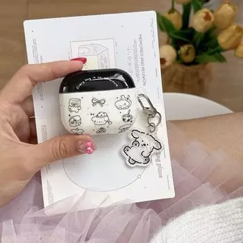 Чехол для Airpods4 Защитный чехол Активное шумоподавление Apple 3 поколение Чехол для Bluetooth-наушников Pro 2 Чехлы для наушников Милый Забавный Ins Нишевый стиль Ракушка Apple Airpods Pro [Korean puppy] send pendant