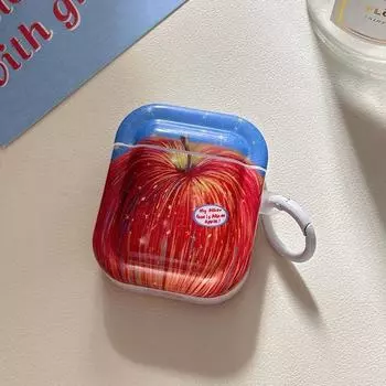 Чехол для Airpods4 Защитный чехол Активное шумоподавление Apple 3 поколение Чехол для Bluetooth-наушников Pro 2 Рукава для наушников Корейский Милый Веселый INS Ракушка Apple AirPods 4 [Oil Painting Apple] Send Ring