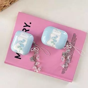 Чехол для Airpods4 Защитный чехол Активное шумоподавление Apple 3 поколение Чехол для Bluetooth-наушников Pro 2 Рукава для наушников Корейский Милый Веселый INS Ракушка Apple Airpods Pro [Blue Rose] Pendant