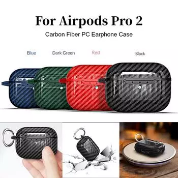 Чехол для Airpods-Pro2 2022 3, чехол для беспроводных наушников из углеродного волокна, чехол для наушников с крючком для брелка для AirPod Pro 2, 2-й тонкий чехол для ПК One Size красный