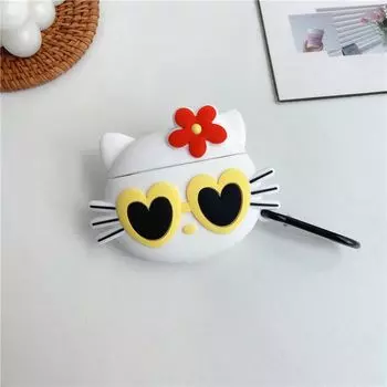 Чехол для AirPods pro2, очки Hello Kitty, милый защитный чехол для AirPods Pro2, милый стильный защитный чехол для наушников Airpods, брелок