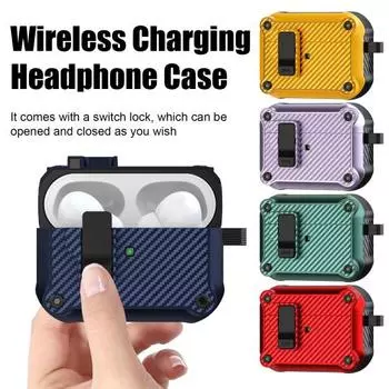 Чехол для Airpods Pro2, противоударный защитный чехол для наушников с замком переключения, поддержка беспроводной зарядки, чехол для наушников с защитой от падений for AirPods Pro2 фиолетовый