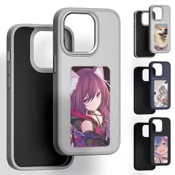 Чехол для экрана NFC Ai Smart E-Ink для iPhone 16 15 14 13 Pro Max из экологически чистого жидкого силикона, всеобъемлющая крышка для проекционной рамки For iPhone 16 Pro Max белый