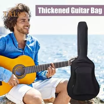 Чехол для акустической гитары Folk 40/41 дюймов, утолщенный чехол для электрогитары с застежкой-молнией и двумя отделениями, сумка для электробас-гитары чёрный