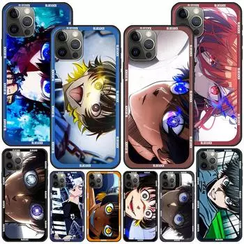 Чехол для Apple Iphone 11 13 12 Mini 14 Pro Max Xr 7 8 +Se 2020 Xs 6 6s Plus 5S, черный силиконовый чехол для телефона, японский аниме, синий замок iPhone 5 5s SE