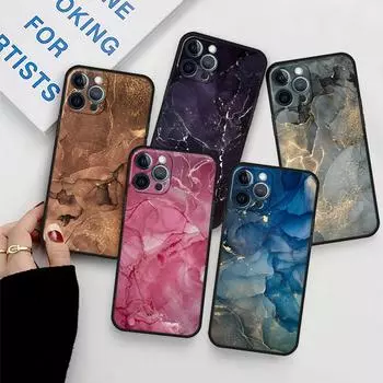 Чехол для Apple iPhone 11 13 12 14 Pro 7 Plus XR X XS Max 6 6S 13Pro SE 2022 черный силиконовый чехол для телефона с мраморным узором iPhone 14 Pro Max