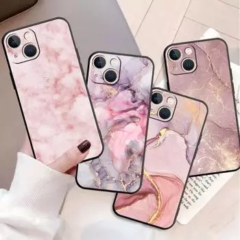 Чехол для Apple iPhone 11 13 12 14 Pro 7 Plus XR X XS Max 6 6S 13Pro SE 2022, черный силиконовый чехол для телефона, роскошный чехол с мраморным узором iPhone 14 Pro Max