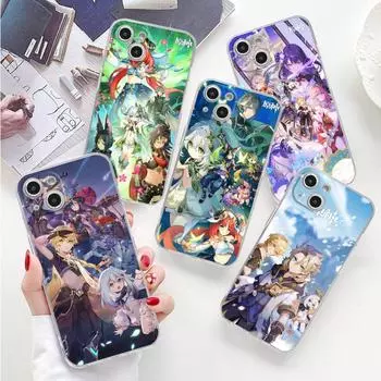 Чехол для Apple Iphone 12 Mini 13 Pro Se X Xs 8 11 Pro Max 14 Plus Xr 7 6s 12pro Max 11 силиконовый чехол аниме Genshin Impact Bag iPhone 13 Pro