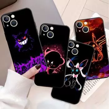 Чехол для Apple iPhone 14 11 13 7 12 Pro 7 XR XS Max 8 Plus 6 14Pro 13Mini, черный мягкий чехол для телефона аниме Pokemon Japan iPhone 14 Pro Max