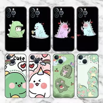Чехол для Apple iPhone 14 11 13 7 12 Pro 7 XR XS Max 8 Plus 6 14Pro, черный мягкий чехол для телефона, чехол с рисунком динозавра iPhone 14 Pro Max