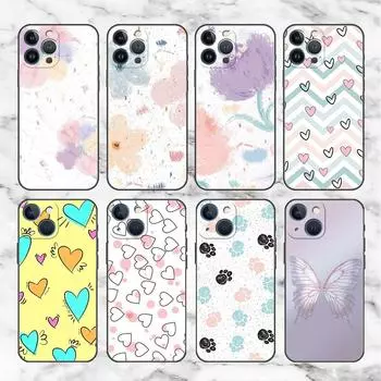 Чехол для Apple iPhone 14 11 13 7 12 Pro 7 XR XS Max 8 Plus 6 14Pro черный мягкий чехол для телефона Funda LOVE Heart iPhone 14 Pro Max