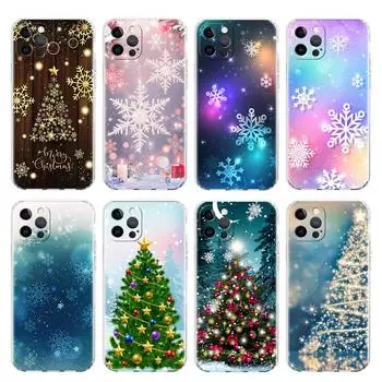 Чехол для Apple iPhone 14 13 11 Pro 12 7 8 Plus SE 2022 XR X XS Max 6 6S Прозрачный силиконовый чехол для телефона Зимний снег Счастливого Рождества iPhone 14 Pro Max