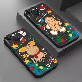 Чехол для Apple iPhone 14 13 11 12 Pro 7 XR X XS Max 8 Plus 6 6S SE 2022 13Pro черный мягкий телефон Funda Новый год iPhone 14