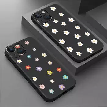 Чехол для Apple iPhone 14 13 11 12 Pro 7 XR X XS Max 8 Plus 6 6S SE 2022 13Pro, черный мягкий телефон Funda Flower Little Dinosaur iPhone 14 Pro Max