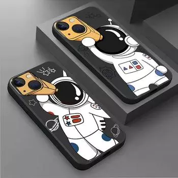 Чехол для Apple iPhone 14 13 11 12 Pro 7 XR X XS Max 8 Plus 6 6S SE 2022 13Pro черный мягкий телефон Funda Astronaut милый iPhone 14