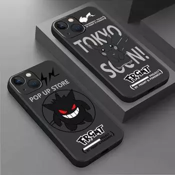 Чехол для Apple iPhone 14 13 11 12 Pro 7 XR X XS Max 8 Plus 6 6S SE 2022 13Pro черный мягкий телефон Funda Pokemon Cute Anime iPhone 14 Pro Max