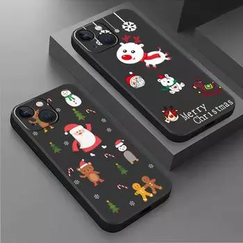 Чехол для Apple iPhone 14 13 11 12 Pro 7 XR X XS Max 8 Plus 6 6S SE 2022 13Pro черный мягкий телефон Funda милый мультяшный кукольный рождественский iPhone 14 Pro Max