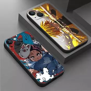 Чехол для Apple iPhone 14 13 11 12 Pro 7 XR X XS Max 8 Plus 6 6S SE 2022 13Pro черный мягкий телефон Funda аниме Demon Slayer iPhone 14 Pro Max