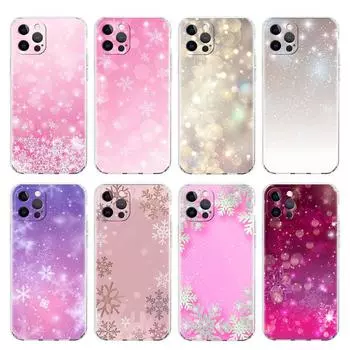 Чехол для Apple iPhone 14 13 11 Pro 12 7 8 Plus SE 2022 XR X XS Max 6 6S Прозрачный силиконовый чехол для телефона Рождественская снежинка Снег iPhone 14 Pro Max