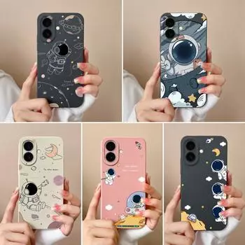 Чехол для Apple iPhone 16 Pro Max 16plus 16pro Lovely Astronaut Pilot Cartoon Soft Liquid Silicone Camera Protection Защитный корпус для iPhone Capa iPhone 16