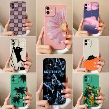 Чехол для Apple iPhone 6 7 8 Plus 11 12 Pro Max 12 Mini из мягкого жидкого силикона с рисунком мультяшного кота, высококачественные чехлы для защиты камеры для iPhone iPhone 6