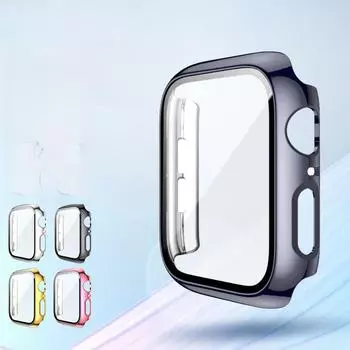 Чехол для Apple Watch 78-го поколения с гальваническим покрытием и встроенной пленкой для экрана 42mm красный