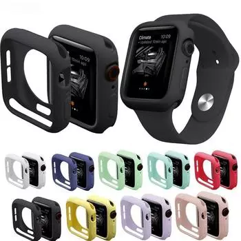 Чехол для Apple Watch, чехол 44 мм, 40 мм, 42 мм, 38 мм, аксессуары, мягкий универсальный бампер из ТПУ, защитная пленка для экрана для iWatch Series 5, 6 SE, 3, 4, 45 мм, 41 мм 38mm