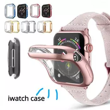 Чехол для Apple Watch, чехол для iWatch Series 5, 6 SE, 3, 4, аксессуары, мягкий универсальный бампер из ТПУ, защитная пленка для экрана для iWatch 38 мм, 40 мм, 42 мм, 44 мм 40mm чёрный