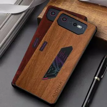 Чехол для Asus ROG Phone 6, простой уникальный дизайн, легкий чехол из искусственной кожи с деревянным узором для asus rog Phone 6, чехол Asus ROG Phone 6 чёрный